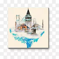 伊斯坦布尔博斯普鲁斯水彩画-空若网 伊斯坦布尔博斯普鲁斯水彩画-空若网