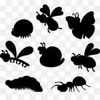 昆虫小剪影剪贴画-昆虫黑色剪影-空若网 昆虫小剪影剪贴画-昆虫黑色剪影-空若网
