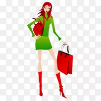 插画-购物妇女-空若网 插画-购物妇女-空若网