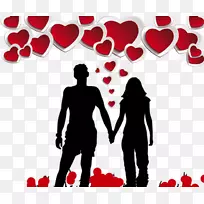 情人节剪影海报-情侣手牵手-空若网 情人节剪影海报-情侣手牵手-空若网