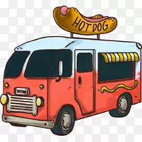热狗、快餐、汉堡包车、餐车.热狗上方的总线-空若网 热狗、快餐、汉堡包车、餐车.热狗上方的总线-空若网