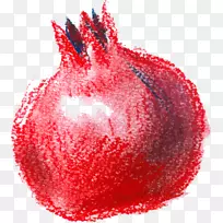 石榴水彩画.手绘红色石榴-空若网 石榴水彩画.手绘红色石榴-空若网