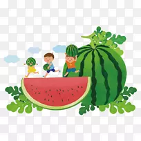 西瓜夏画-卡通举行西瓜儿童西瓜背景-空若网 西瓜夏画-卡通举行西瓜儿童西瓜背景-空若网