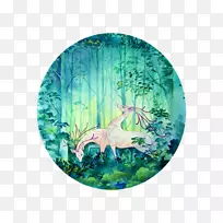水彩画-水彩鹿林-空若网 水彩画-水彩鹿林-空若网