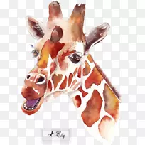 水彩画艺术画布舞蹈水彩画长颈鹿-空若网 水彩画艺术画布舞蹈水彩画长颈鹿-空若网