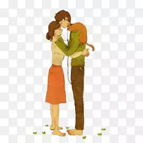 爱画情侣插画-卡通拥抱情侣-空若网 爱画情侣插画-卡通拥抱情侣-空若网