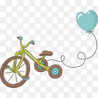 卡通手绘儿童自行车气球图案-空若网 卡通手绘儿童自行车气球图案-空若网