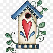 喂食鸟巢盒夹艺术-蓝色爱情屋-空若网 喂食鸟巢盒夹艺术-蓝色爱情屋-空若网