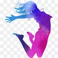 舞蹈水彩画-免版画插图-彩色水墨剪影跳跃-空若网 舞蹈水彩画-免版画插图-彩色水墨剪影跳跃-空若网