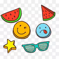 水彩画剪贴画.西瓜和眼镜-空若网 水彩画剪贴画.西瓜和眼镜-空若网