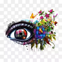 绘画艺术水彩画一只眼-空若网 绘画艺术水彩画一只眼-空若网