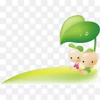 卡通壁纸-娃娃阴影下的绿叶-空若网 卡通壁纸-娃娃阴影下的绿叶-空若网