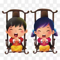 卡通模特儿动画-凳子上的吉祥娃娃-空若网 卡通模特儿动画-凳子上的吉祥娃娃-空若网