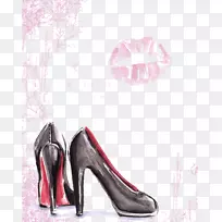 水彩画平面设计剪贴画高跟鞋-空若网 水彩画平面设计剪贴画高跟鞋-空若网