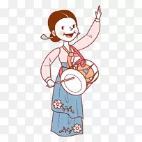 水彩画卡通鼓插图-鼓点人-空若网 水彩画卡通鼓插图-鼓点人-空若网