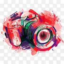 摄影水彩画.红色简单水彩相机装饰图案-空若网 摄影水彩画.红色简单水彩相机装饰图案-空若网