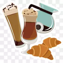 咖啡软饮料牛角面包冰淇淋圆锥手绘咖啡饮料-空若网 咖啡软饮料牛角面包冰淇淋圆锥手绘咖啡饮料-空若网