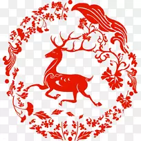 鹿图腾-剪纸圣诞鹿图片材料-空若网 鹿图腾-剪纸圣诞鹿图片材料-空若网