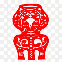 庆阳剪纸轴对称剪贴画.剪纸花瓶-空若网 庆阳剪纸轴对称剪贴画.剪纸花瓶-空若网