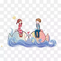 卡通情侣高清电视绘图壁纸-两条鱼吻-空若网 卡通情侣高清电视绘图壁纸-两条鱼吻-空若网