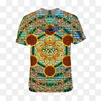 袖t恤衬衫绿松石.神圣几何学-空若网 袖t恤衬衫绿松石.神圣几何学-空若网