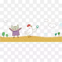 卡通绘图插图.公鸡户外猫海报材料-空若网 卡通绘图插图.公鸡户外猫海报材料-空若网