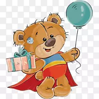 熊水彩画插图-红色斗篷中的小熊-空若网 熊水彩画插图-红色斗篷中的小熊-空若网