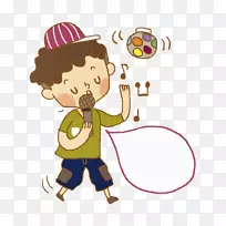 男孩插画-唱歌的男孩-空若网 男孩插画-唱歌的男孩-空若网