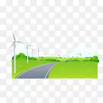 手绘卡通景观道路风车草郊区-空若网 手绘卡通景观道路风车草郊区-空若网