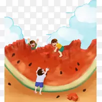 西瓜海报-卡通儿童-空若网 西瓜海报-卡通儿童-空若网