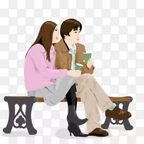 卡通插画-坐在一对长凳上的杯子-空若网 卡通插画-坐在一对长凳上的杯子-空若网