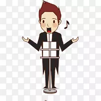 水彩画-歌唱男孩-空若网 水彩画-歌唱男孩-空若网