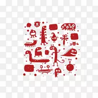 怪物动画剪辑艺术-涂鸦小红怪物-空若网 怪物动画剪辑艺术-涂鸦小红怪物-空若网