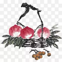 桃花水墨画.水墨桃子材料-空若网 桃花水墨画.水墨桃子材料-空若网