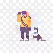 动画运动图形设计插图旅行者和他的狗-空若网 动画运动图形设计插图旅行者和他的狗-空若网