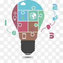 元素-彩色简单灯泡拼图装饰图案-空若网 元素-彩色简单灯泡拼图装饰图案-空若网