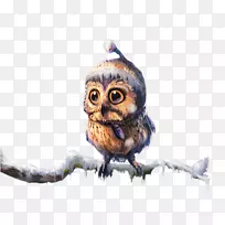 小猫头鹰画水彩画-帽子猫头鹰-空若网 小猫头鹰画水彩画-帽子猫头鹰-空若网