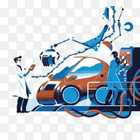 技师图形设计.蓝色图案技术技师挖掘机-空若网 技师图形设计.蓝色图案技术技师挖掘机-空若网