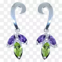 紫水晶耳环银身首饰.银-空若网 紫水晶耳环银身首饰.银-空若网