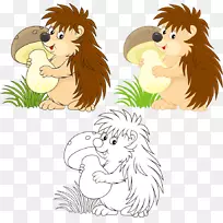 免版税摄影剪贴画刺猬蘑菇举行-空若网 免版税摄影剪贴画刺猬蘑菇举行-空若网