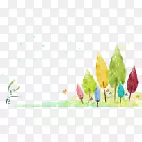 水彩画卡通插图-森林-空若网 水彩画卡通插图-森林-空若网