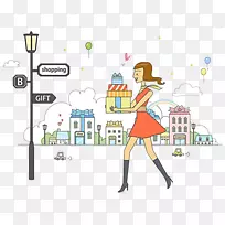 摄影插画-女性购物-空若网 摄影插画-女性购物-空若网