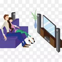 电视-看电视的卡通情侣-空若网 电视-看电视的卡通情侣-空若网