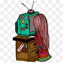 绘画艺术时尚插画-看电视-空若网 绘画艺术时尚插画-看电视-空若网