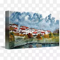 水彩画山水画艺术水彩画景观-空若网 水彩画山水画艺术水彩画景观-空若网