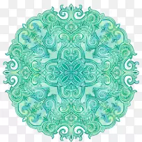 绿色绿松石视觉艺术对称图案圆-空若网 绿色绿松石视觉艺术对称图案圆-空若网