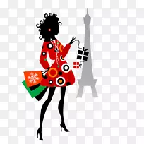 艾菲尔铁塔卡通插图.卷发妇女的轮廓-空若网 艾菲尔铁塔卡通插图.卷发妇女的轮廓-空若网