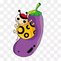 甲虫卡通插图-七只昆虫吃茄子-空若网 甲虫卡通插图-七只昆虫吃茄子-空若网