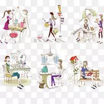 水彩画卡通插图-妇女节-空若网 水彩画卡通插图-妇女节-空若网