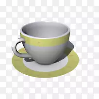 咖啡杯-带黄色边的白色杯子-空若网 咖啡杯-带黄色边的白色杯子-空若网